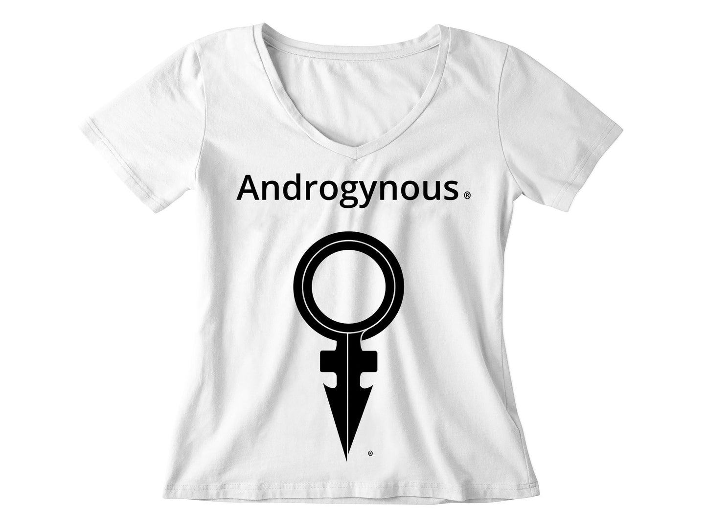 ANDROGYNOUS + SYMBOL BLACK ON WHITE PRINTED RINGSPUN COTTON-T-SHIRT