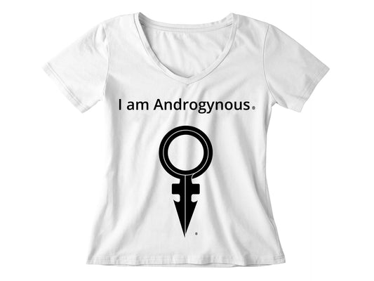I AM ANDROGYNOUS+SYMBOL BLACK ON WHITE PRINTED RINGSPUN COTTON-T-SHIRT
