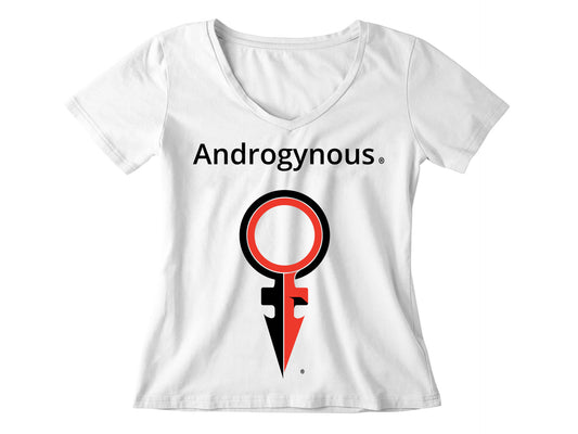ANDROGYNOUS+SYMBOL BLACK AND RED ON WHITE PRINTED RINGSPUN COTTON-T-SHIRT
