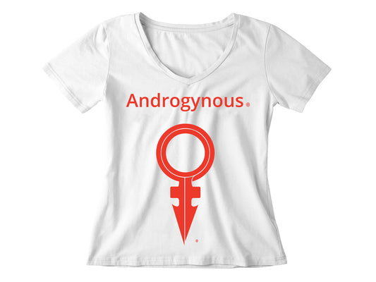 ANDROGYNOUS+SYMBOL RED ON WHITE PRINTED RINGSPUN COTTON-T-SHIRT
