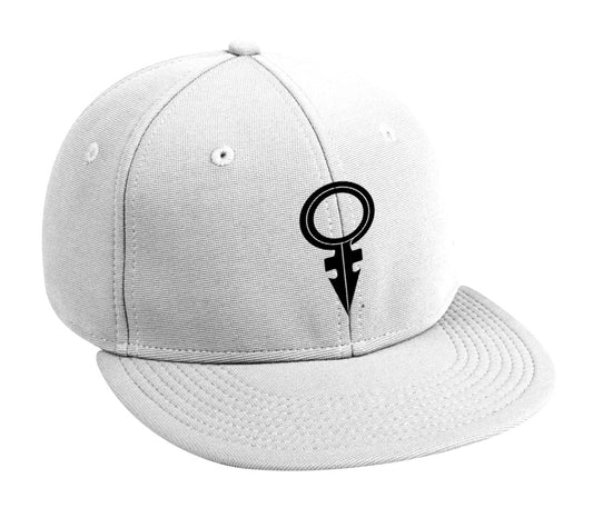 ANDROGYNOUS SYMBOL BLACK ON WHITE PRINTED-6 PANEL - COTTON CAP