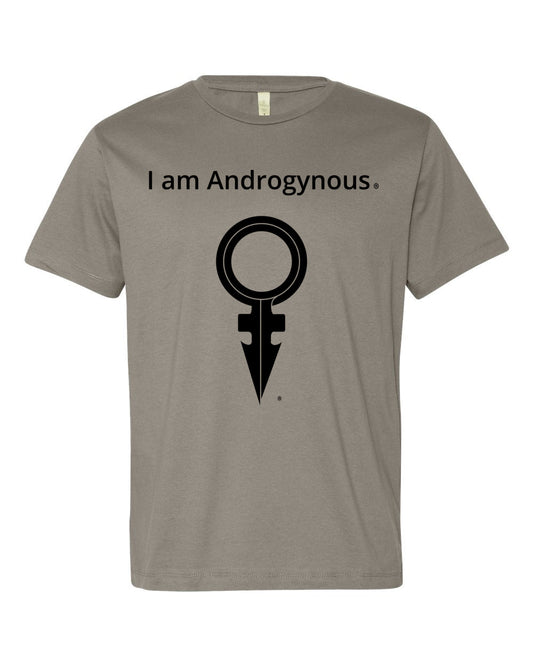 I AM ANDROGYNOUS+SYMBOL BLACK ON GREY PRINTED FINE JERSEY COTTON-T-SHIRT