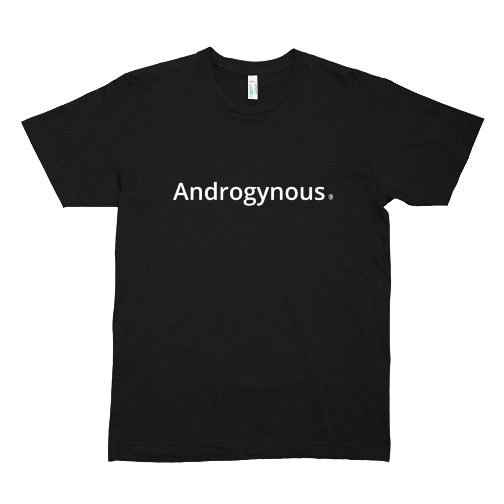 ANDROGYNOUS WHITE ON BLACK PRINTED ORGANIC FINE JERSEY COTTON -T-SHIRT
