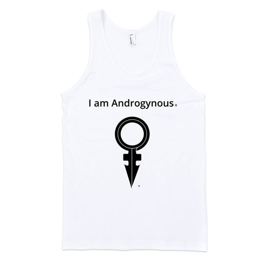 I AM ANDROGYNOUS + SYMBOL BLACK ON WHITE PRINTED FINE JERSEY COTTON-T-SHIRT