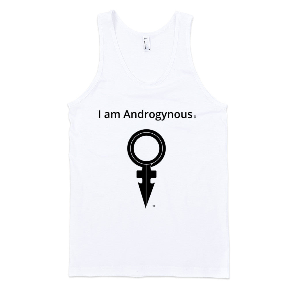 I AM ANDROGYNOUS + SYMBOL BLACK ON WHITE PRINTED FINE JERSEY COTTON-T-SHIRT