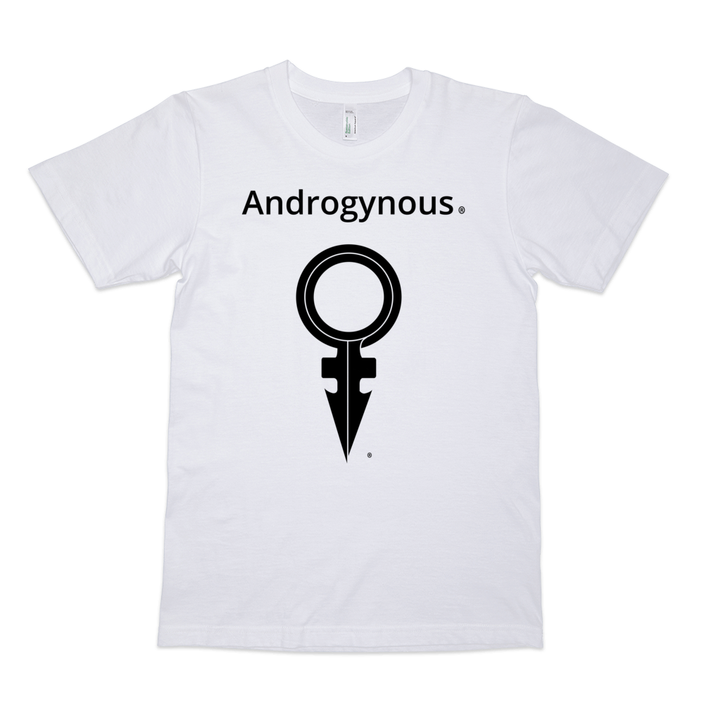 ANDROGYNOUS + SYMBOL BLACK ON WHITE PRINTED ORGANIC FINE JERSEY COTTON-T-SHIRT