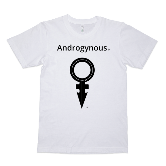 ANDROGYNOUS + SYMBOL BLACK ON WHITE PRINTED ORGANIC FINE JERSEY COTTON-T-SHIRT