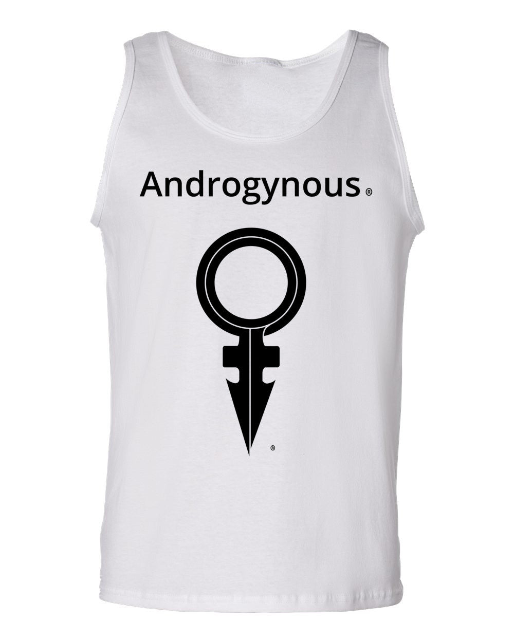 ANDROGYNOUS + SYMBOL BLACK ON WHITE PRINTED COTTON-T-SHIRT