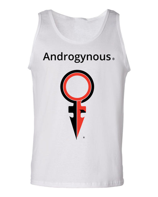 ANDROGYNOUS + SYMBOL BLACK AND RED ON WHITE PRINTED COTTON-T-SHIRT