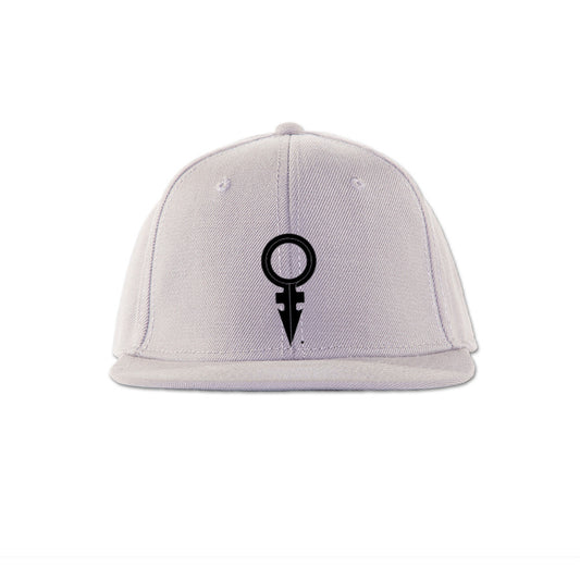ANDROGYNOUS SYMBOL BLACK ON WHITE PRINTED - SNAPBACK CAP