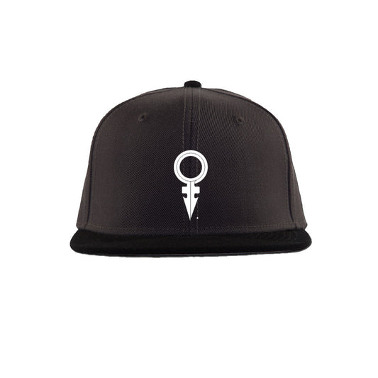 ANDROGYNOUS SYMBOL WHITE ON BLACK PRINTED - SNAPBACK CAP