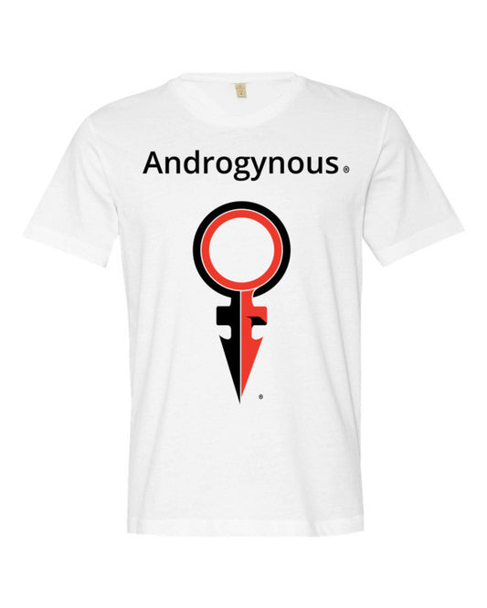 ANDROGYNOUS+SYMBOL BLACK AND RED ON WHITE PRINTED FINE JERSEY COTTON-T-SHIRT