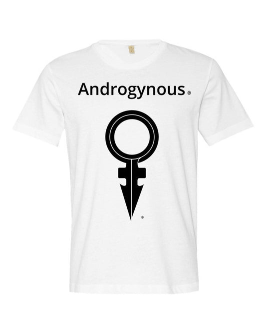 ANDROGYNOUS + SYMBOL BLACK ON WHITE PRINTED FINE JERSEY COTTON-T-SHIRT