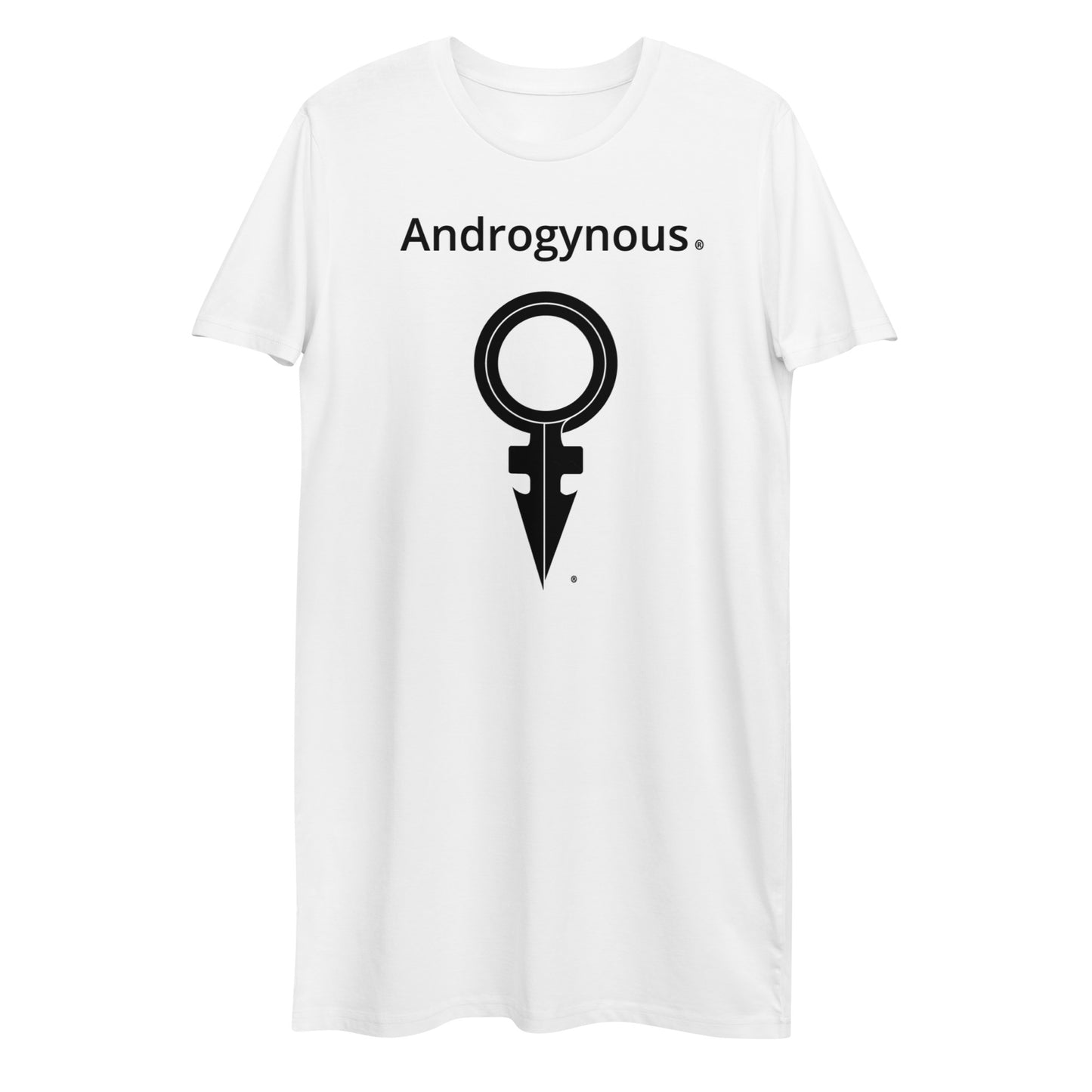 ANDROGYNOUS + SYMBOL BLACK ON WHITE PRINTED RINGSPUN Organic cotton t-shirt dress