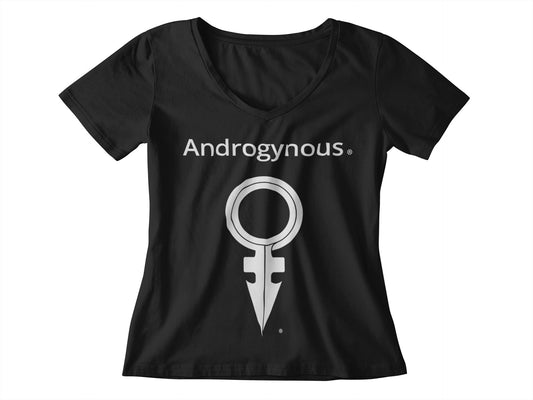 ANDROGYNOUS + SYMBOL WHITE ON BLACK PRINTED RINGSPUN COTTON-T-SHIRT