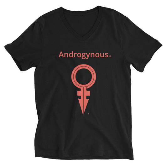 ANDROGYNOUS + SYMBOL RED ON BLACK PRINTED Unisex Short Sleeve V-Neck T-Shirt