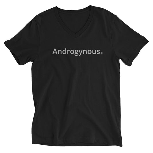 ANDROGYNOUS SILVER ON BLACK PRINTED Unisex Short Sleeve V-Neck T-Shirt