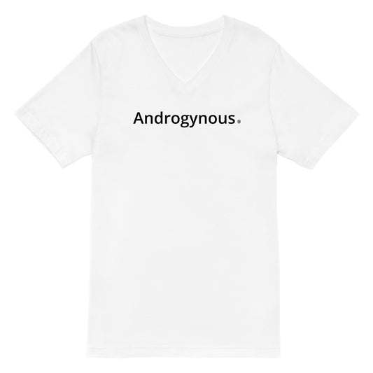 ANDROGYNOUS BLACK ON WHITE PRINTED Unisex Short Sleeve V-Neck T-Shirt