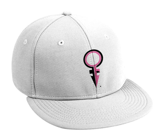 ANDROGYNOUS SYMBOL PINK ON WHITE PRINTED -6 PANEL - COTTON CAP