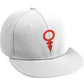ANDROGYNOUS SYMBOL RED ON WHITE PRINTED -6 PANEL - COTTON CAP