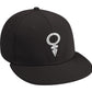 ANDROGYNOUS SYMBOL WHITE ON BLACK PRINTED-6 PANEL - COTTON CAP
