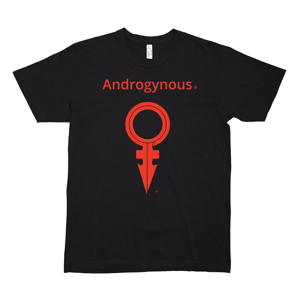 ANDROGYNOUS + SYMBOL RED ON BLACK PRINTED FINE JERSEY COTTON –T-SHIRT
