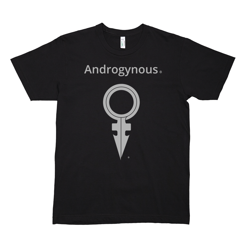 ANDROGYNOUS + SYMBOL SILVER ON BLACK PRINTED FINE JERSEY COTTON -T-SHIRT