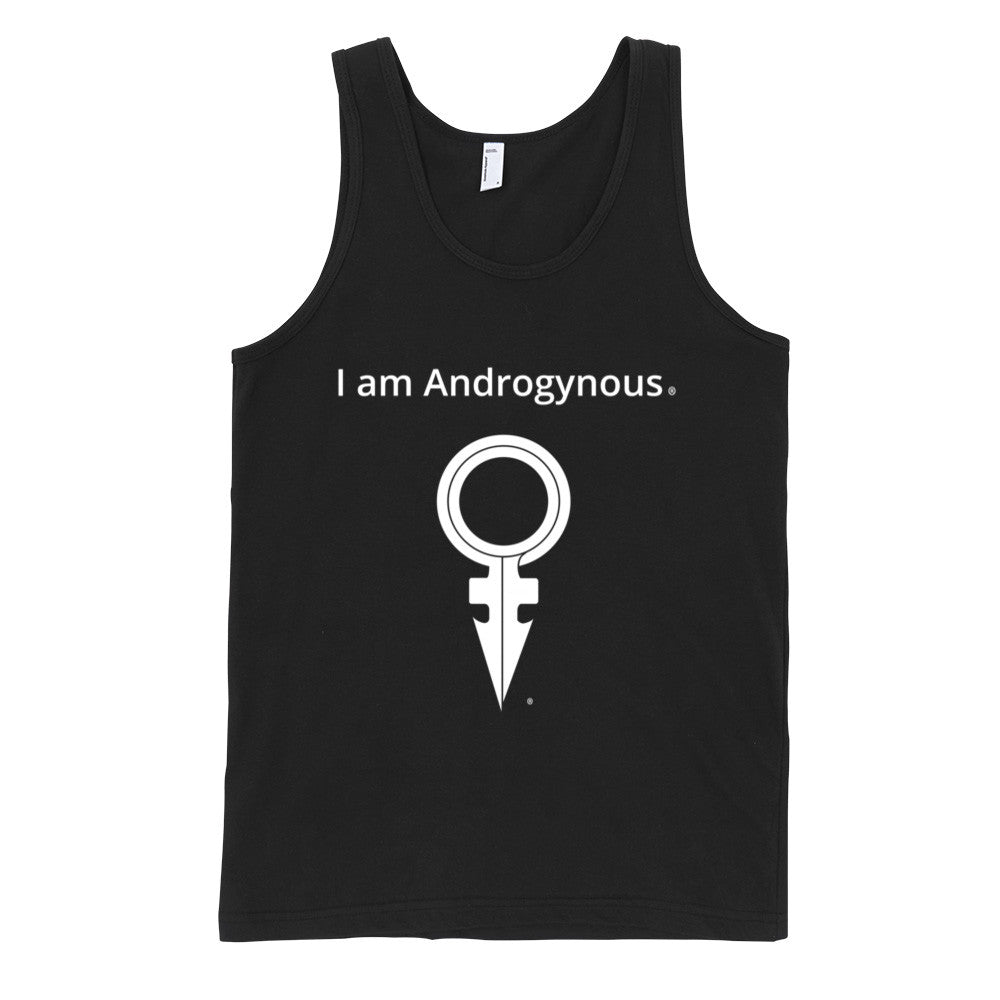 I AM ANDROGYNOUS + SYMBOL WHITE ON BLACK PRINTED FINE JERSEY COTTON -T-SHIRT