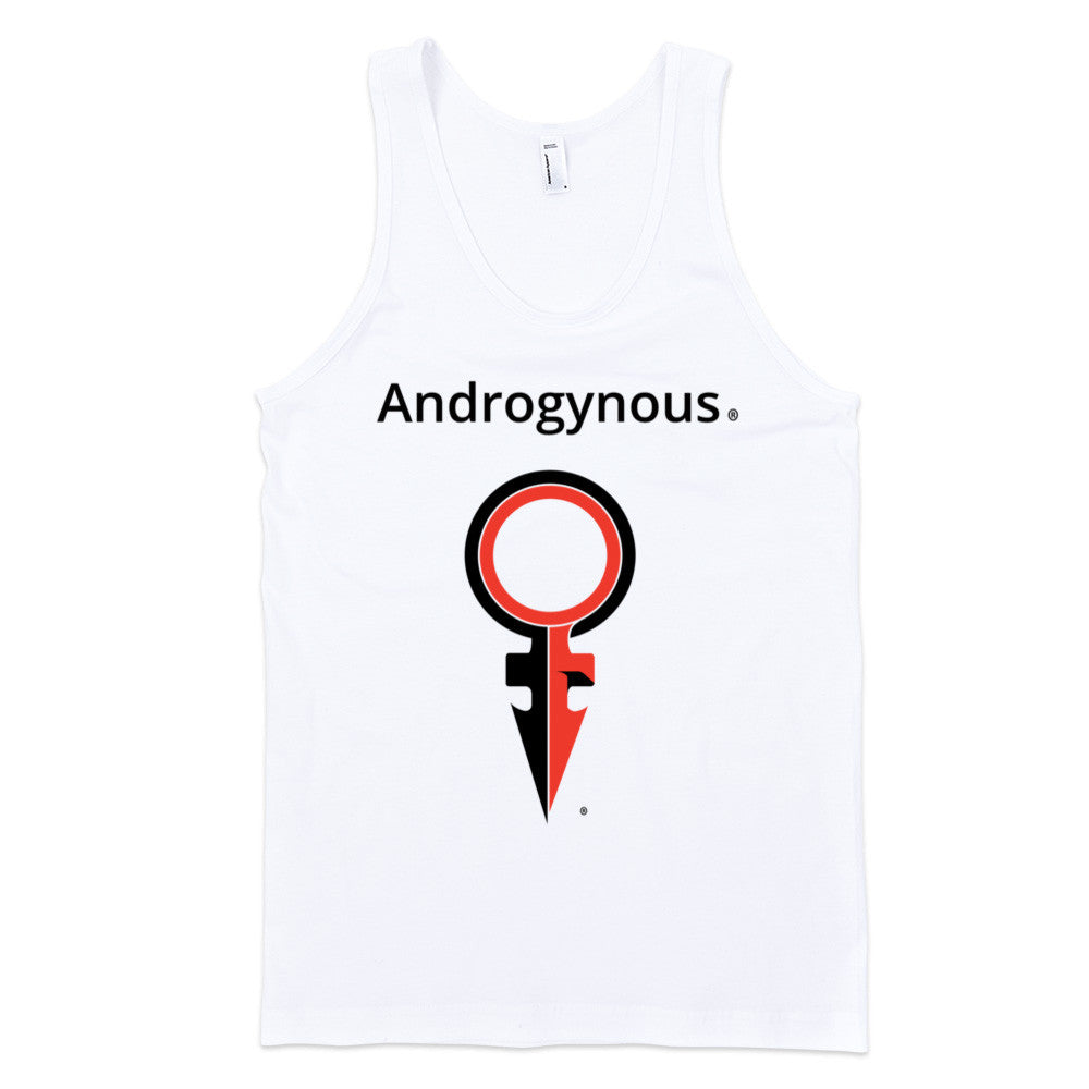 ANDROGYNOUS + SYMBOL  BLACK AND RED ON WHITE PRINTED FINE JERSEY COTTON-T-SHIRT