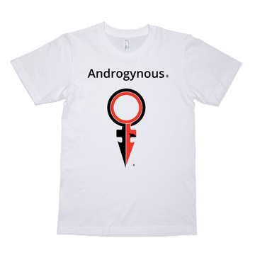 Test- ANDROGYNOUS + SYMBOL  BLACK AND RED ON WHITE PRINTED ORGANIC FINE JERSEY COTTON-T-SHIRT