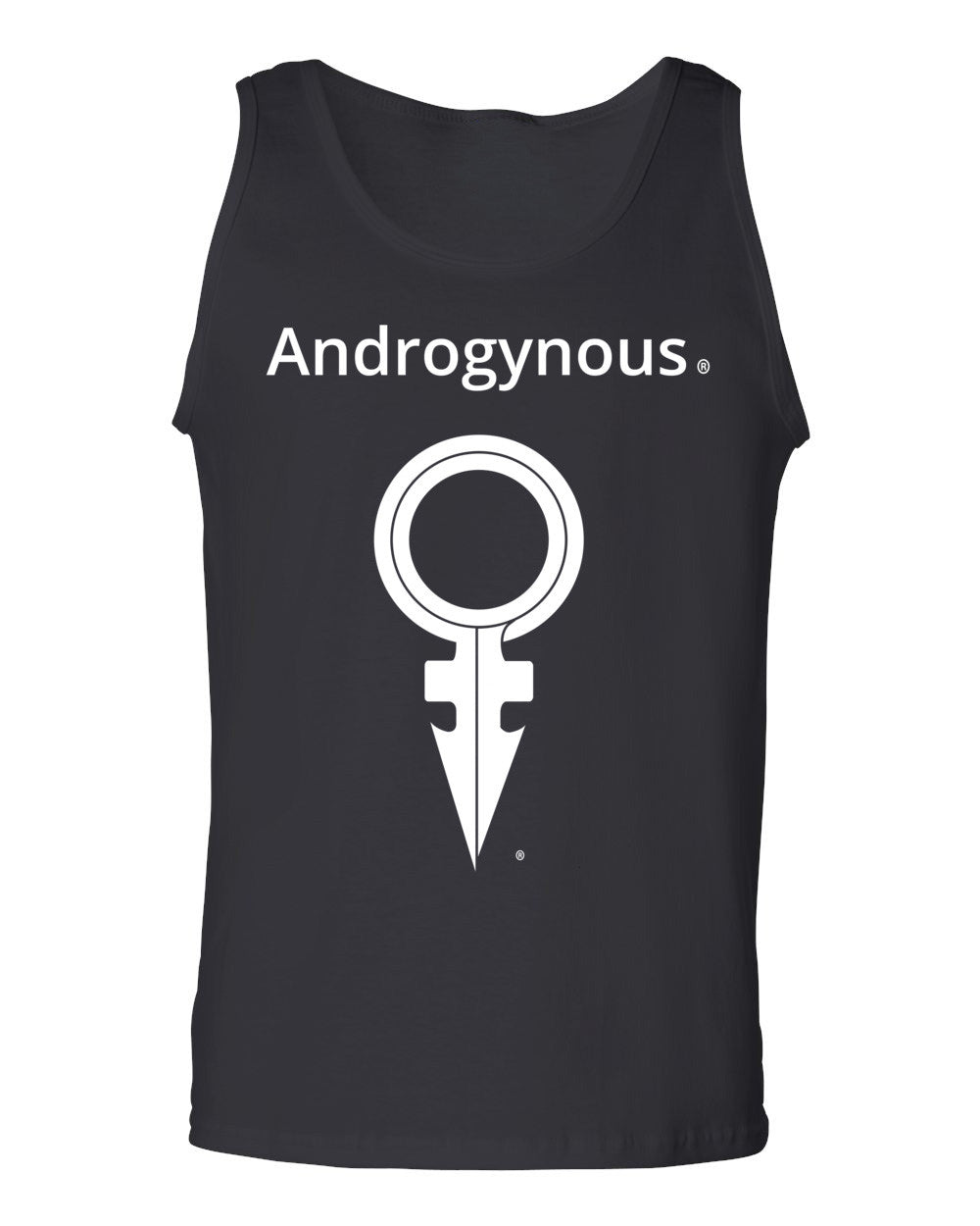 ANDROGYNOUS + SYMBOL WHITE ON BLACK PRINTED COTTON-T-SHIRT