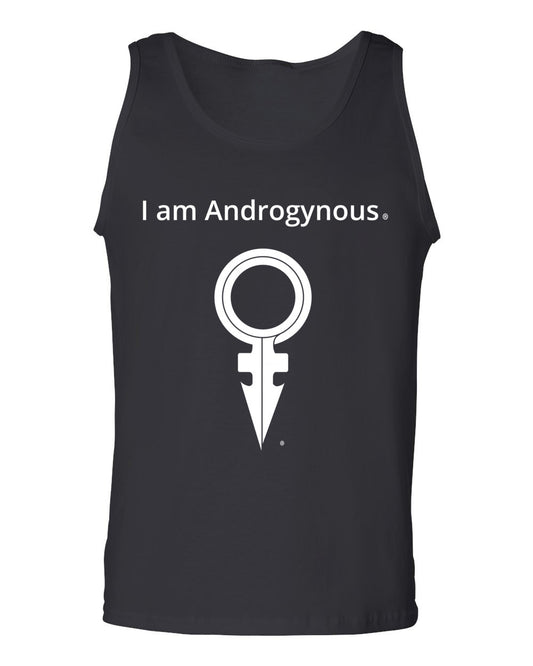 I AM ANDROGYNOUS + SYMBOL WHITE ON BLACK PRINTED COTTON-T-SHIRT
