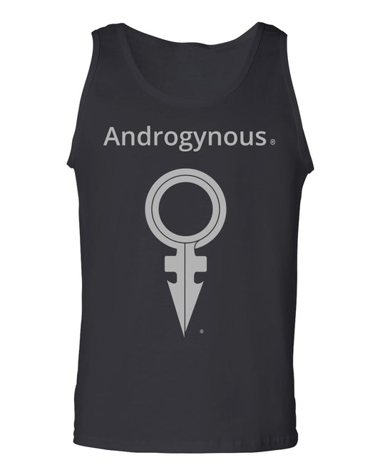 ANDROGYNOUS + SYMBOL SILVER ON BLACK PRINTED COTTON-T-SHIRT