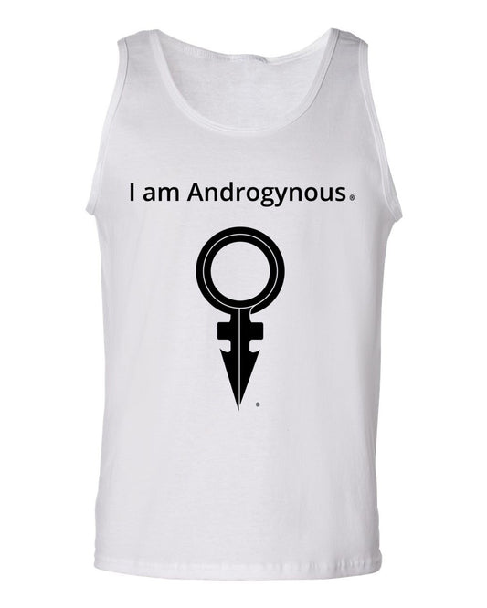 I AM ANDROGYNOUS + SYMBOL BLACK ON WHITE PRINTED COTTON-T-SHIRT