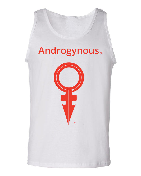 ANDROGYNOUS + SYMBOL RED ON WHITE PRINTED COTTON-T-SHIRT