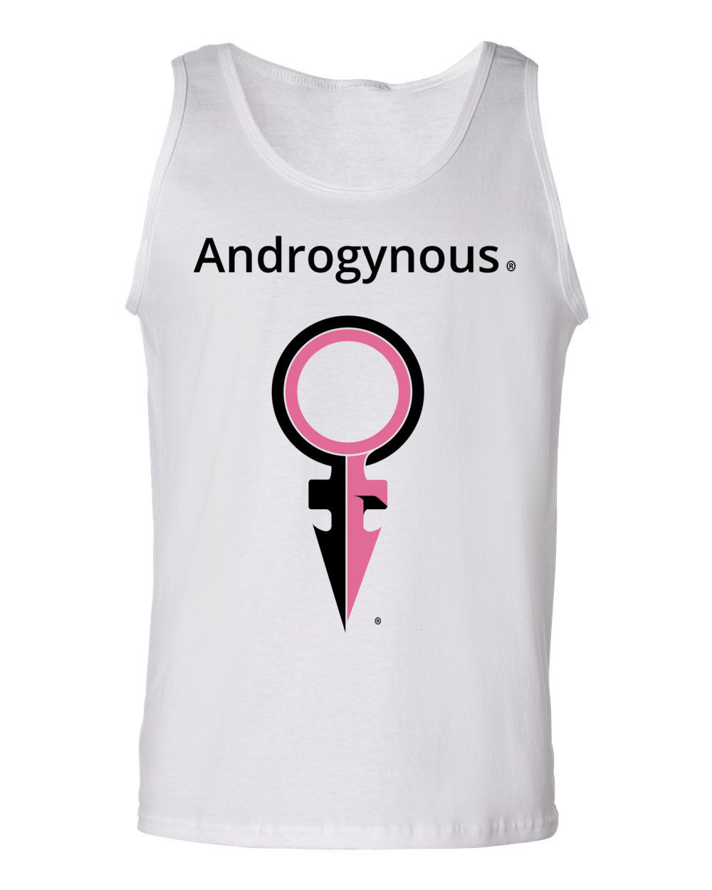 ANDROGYNOUS + SYMBOL PINK AND BLACK ON WHITE PRINTED COTTON-T-SHIRT