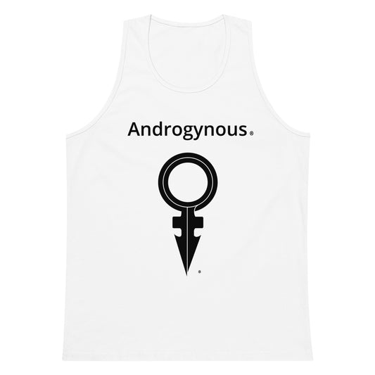 ANDROGYNOUS + SYMBOL BLACK ON WHITE PRINTED RINGSPUN WOMEN'S FLOWY RACERBACK TANK Men’s premium tank top