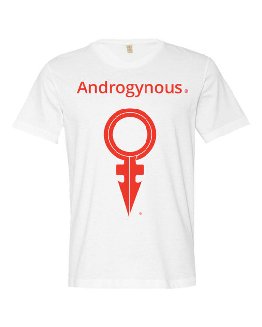 ANDROGYNOUS+SYMBOL RED ON WHITE PRINTED FINE JERSEY COTTON-T-SHIRT