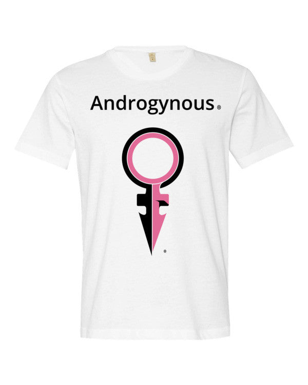 ANDROGYNOUS+SYMBOL PINK AND BLACK ON WHITE PRINTED FINE JERSEY COTTON-T-SHIRT