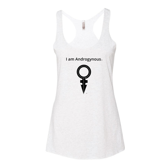 I AM ANDROGYNOUS + SYMBOL BLACK ON WHITE PRINTED RINGSPUN COTTON-JERSEY-T-SHIRT