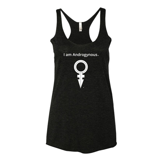 I AM ANDROGYNOUS + SYMBOL WHITE ON BLACK PRINTED RINGSPUN COTTON-JERSEY T-SHIRT