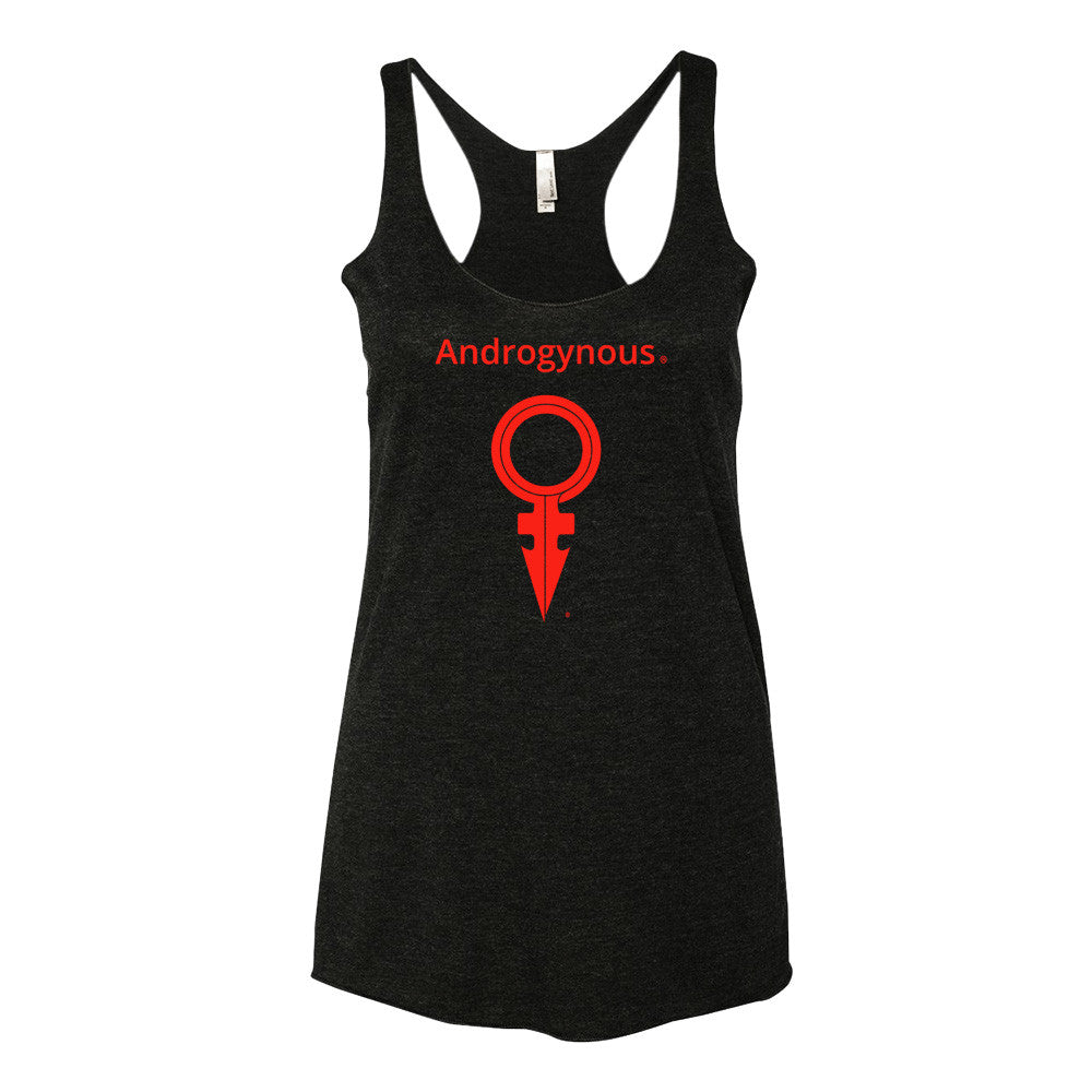 ANDROGYNOUS + SYMBOL RED ON BLACK PRINTED RINGSPUN COTTON –JERSEY T-SHIRT