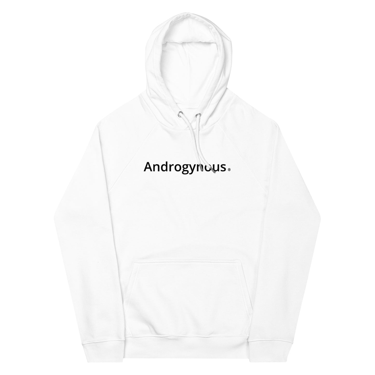 ANDROGYNOUS BLACK ON WHITE PRINTED RINGSPUN Unisex eco raglan hoodie