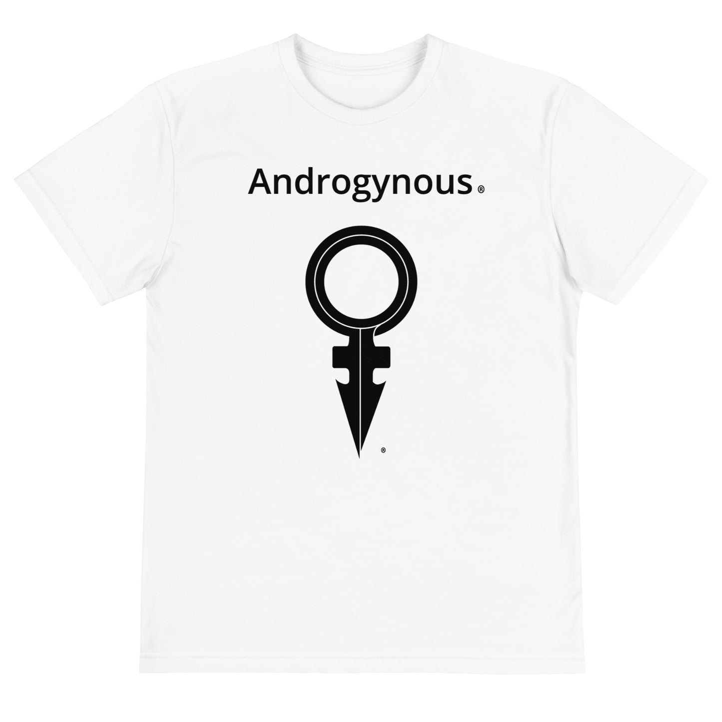 ANDROGYNOUS + SYMBOL BLACK ON WHITE PRINTED RINGSPUN Sustainable T-Shirt