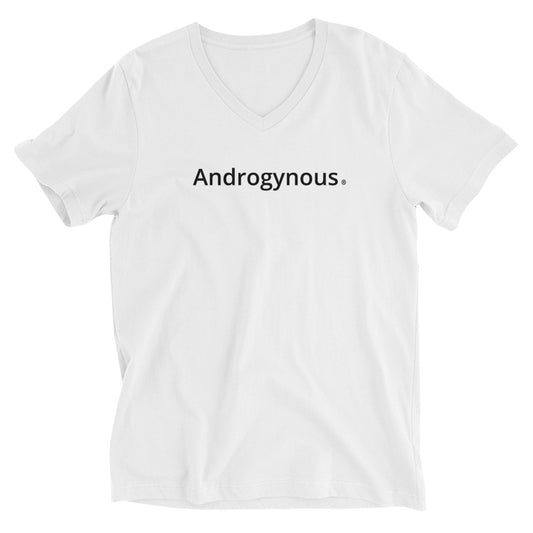 ANDROGYNOUS + SYMBOL WHITE ON BLACK PRINTED FINE JERSEY COTTON -T-SHIRT Unisex Short Sleeve V-Neck T-Shirt